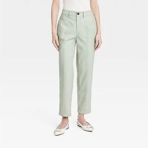 NWT High Rise Faux Leather Ankle Trousers Pants A New Day Sage Green Size 14